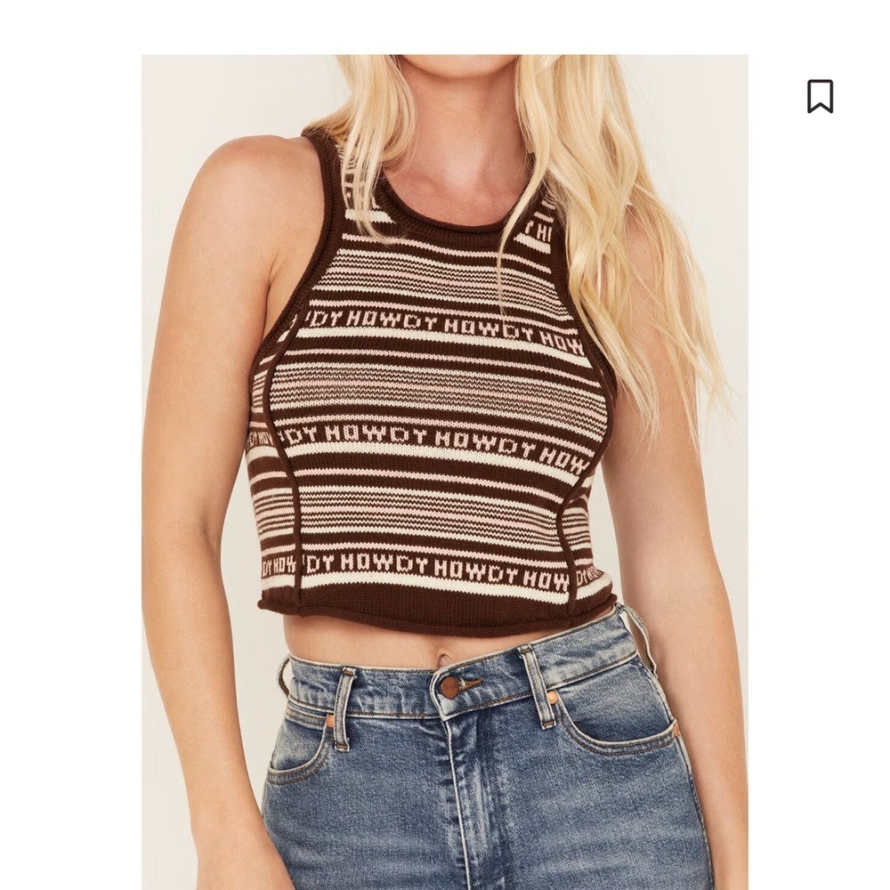 BEYOND THE RADAR WOMEN'S HOWDY STRIPE KNIT SWEATER CROPPED TANK TOP boot barn